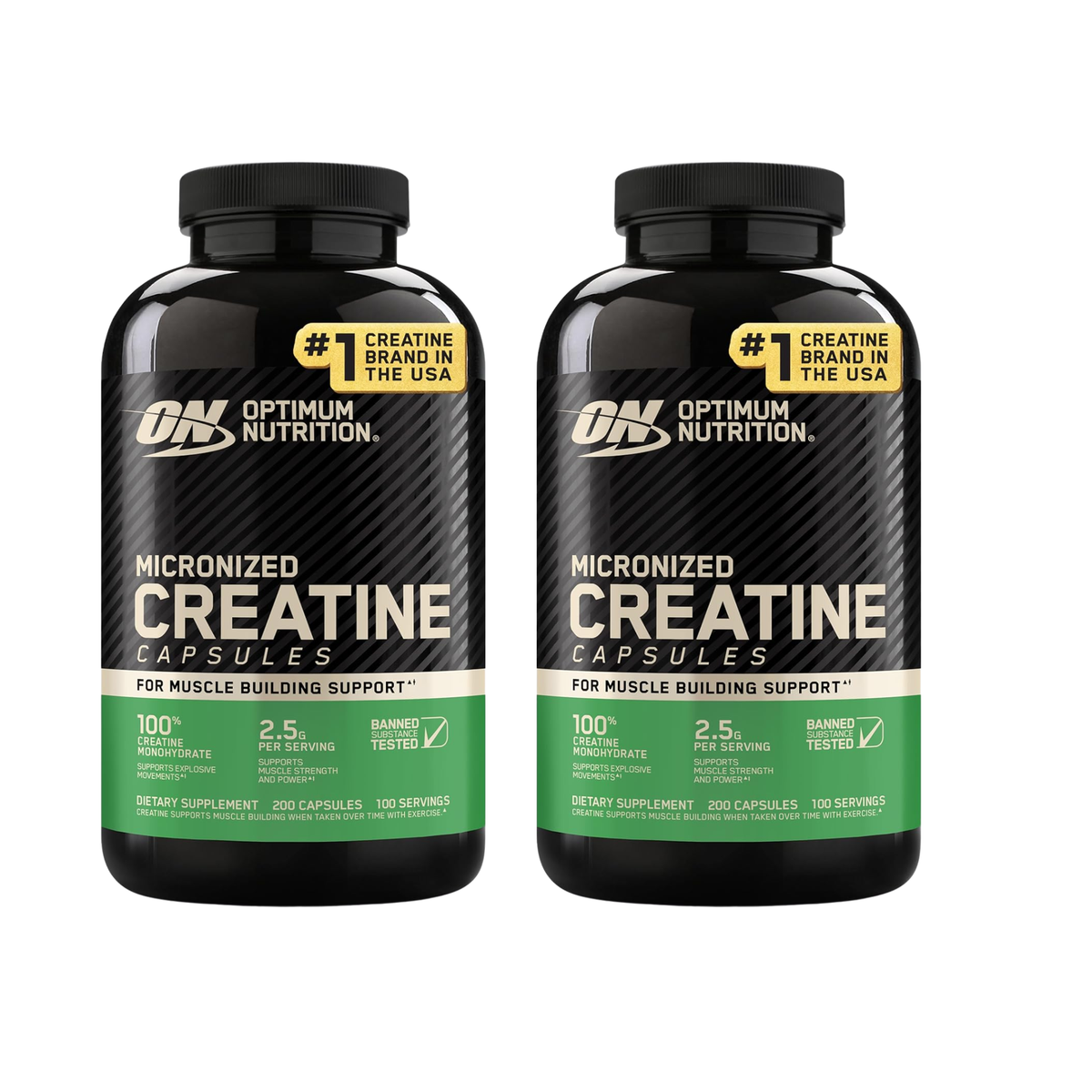Optimum Nutrition Micronized Creatine Capsules | 100% Creatine Monohydrate | 2.5g Per Serving | 200 Capsules