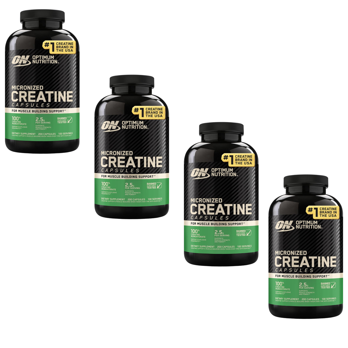 Optimum Nutrition Micronized Creatine Capsules | 100% Creatine Monohydrate | 2.5g Per Serving | 200 Capsules
