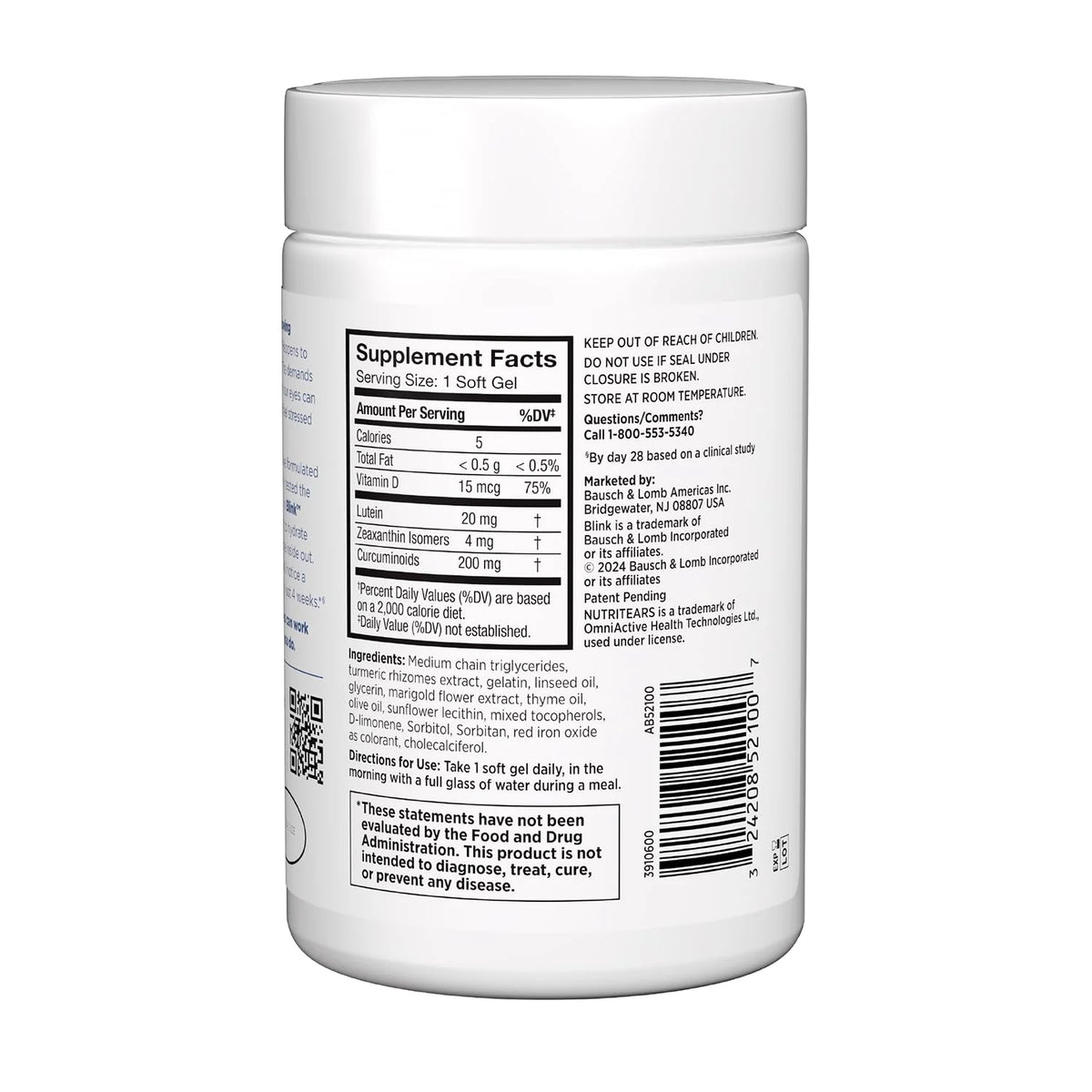 Bausch + Lomb Blink NutriTears 50 Soft Gels | Dry Eye Supplement