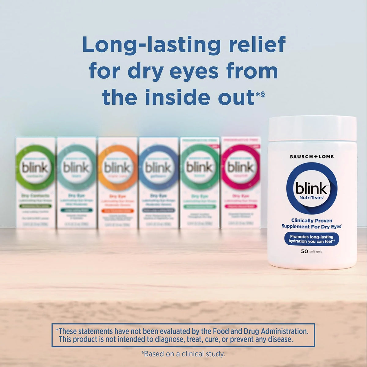 Bausch + Lomb Blink NutriTears 50 Soft Gels | Dry Eye Supplement