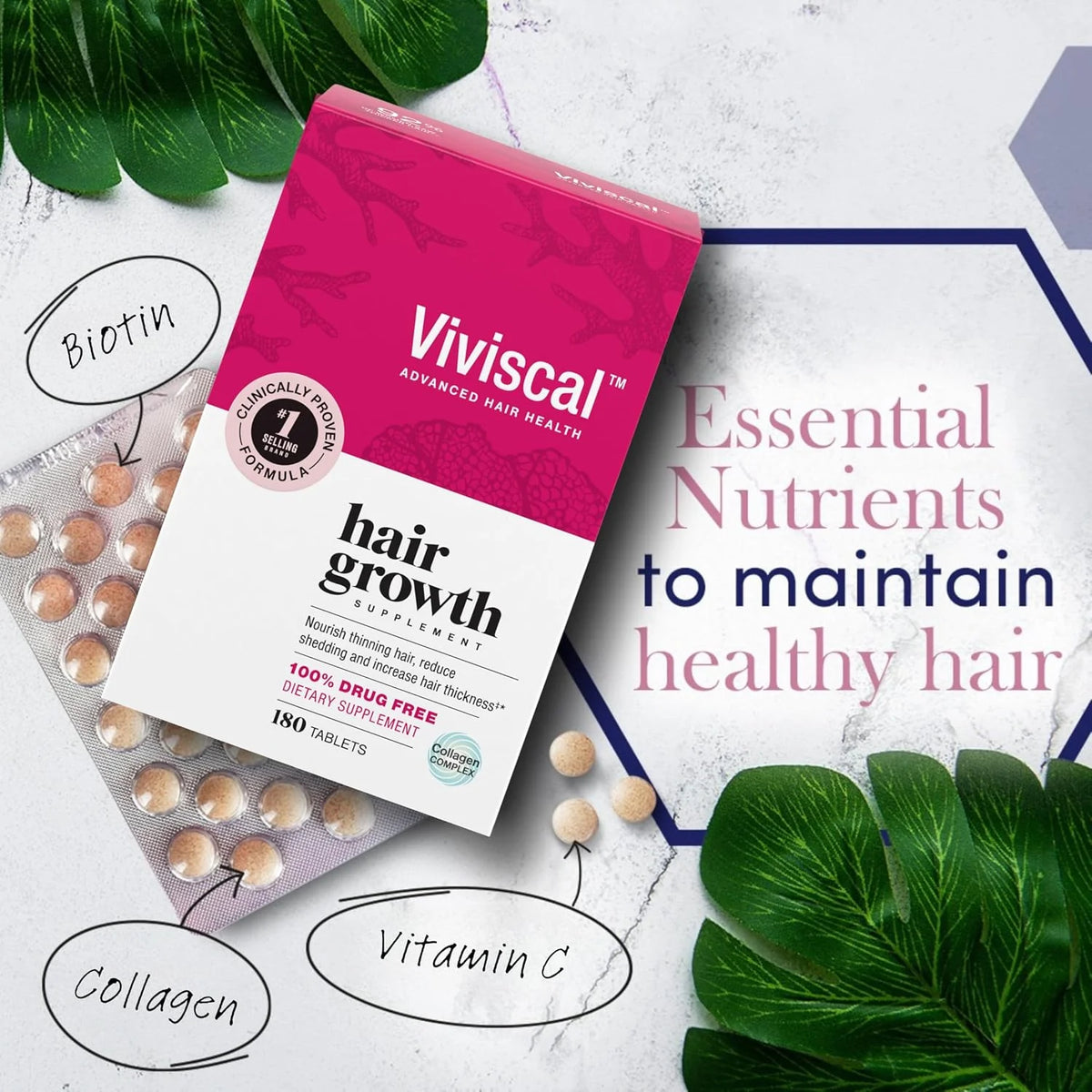 Viviscal Biotin Hair Growth Supplement for Women – 180 Tablets