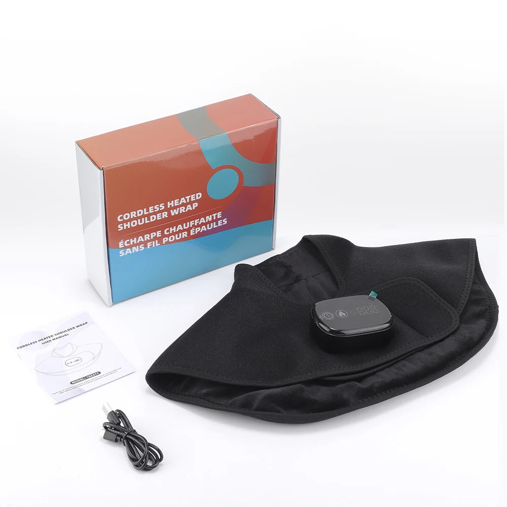 Electric Heating Shoulder Neck Pad Type-C Cervical Brace Wrap 4 Levels Hot Compress Back Shawl Neck Shoulder Heated Pad