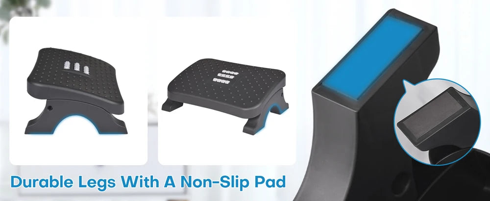 Ergonomic Under Desk Footrest with Massage Rollers120Lbs Capacity, Adjustable Height, Pain Relief for Office & Home