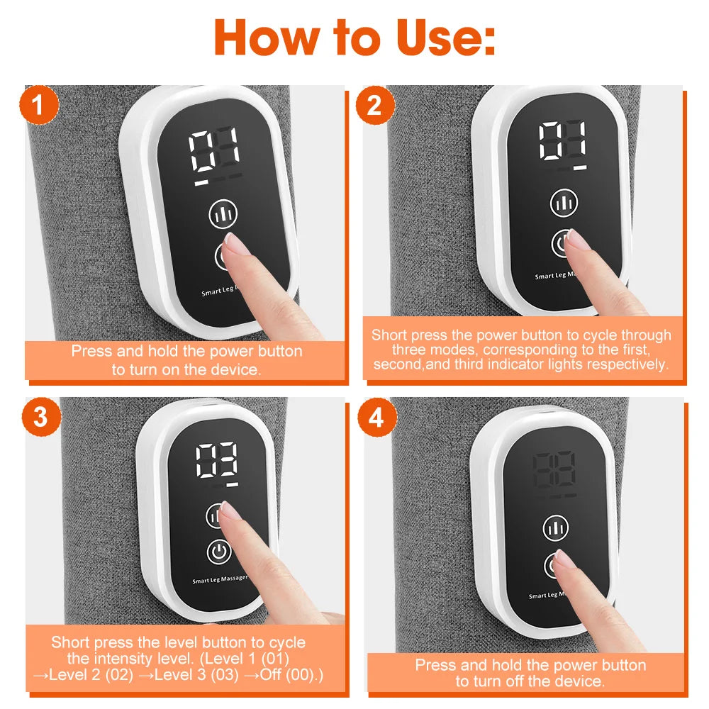 Wireless 360° Air Pressure Calf Massager Eletric 3 Mode Airbag Compresstion Leg Massage Foot Calf Muscle Relax Blood Circulation