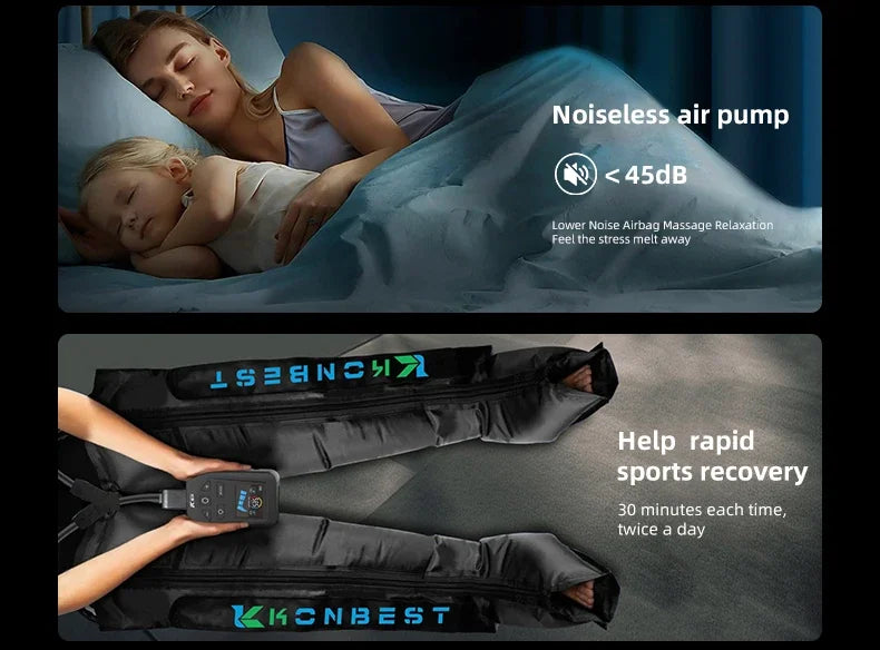 Air Leg Massager Compression Boots Air Pressure Pressotherapy Foot Calf Therapy Device 4 Chamber Fast Recovery Massage Machine
