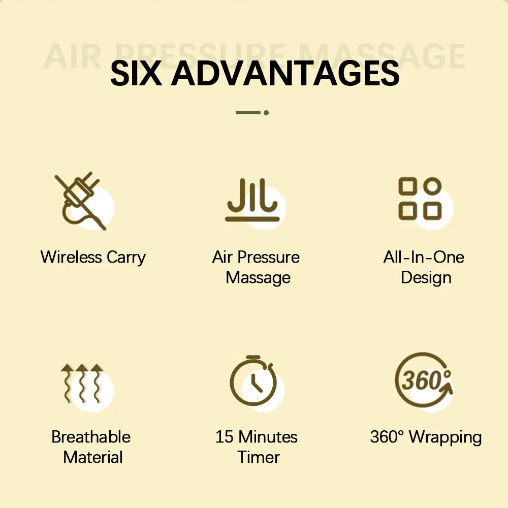 Wireless 360° Air Pressure Calf Massager Eletric 3 Mode Airbag Compresstion Leg Massage Foot Calf Muscle Relax Blood Circulation