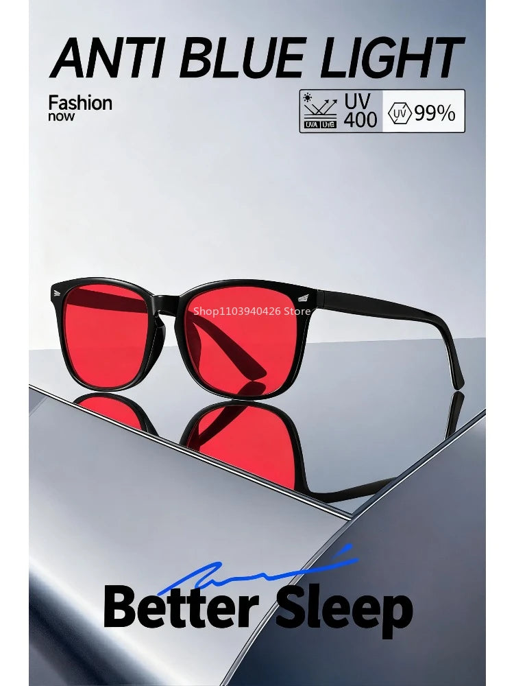 Blue Light Glasses Men Sleep Glasses For Blue Light Blocking Red Lens For Computer Gaming Reduce Eyestrain Bluelight Glasses