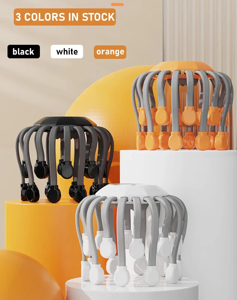 10/20Massage Heads Orange Scalp Head Massager Red Light Vibrator Octopus Scratcher For Relaxation Stress Migraine