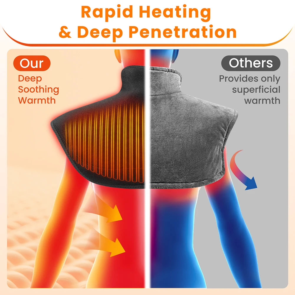 Electric Heating Shoulder Neck Pad Type-C Cervical Brace Wrap 4 Levels Hot Compress Back Shawl Neck Shoulder Heated Pad