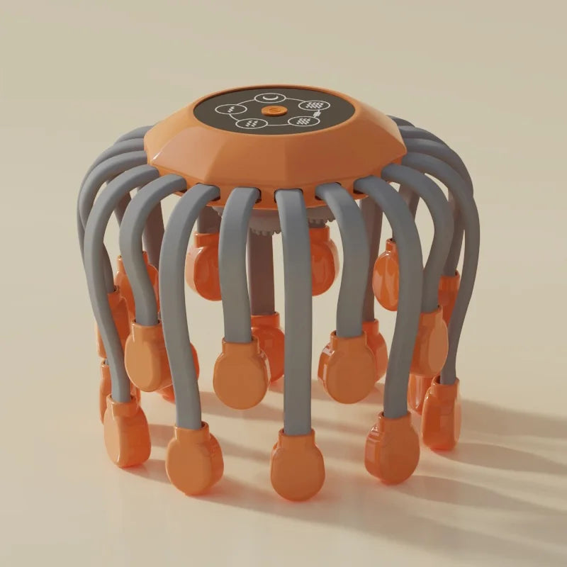 10/20Massage Heads Orange Scalp Head Massager Red Light Vibrator Octopus Scratcher For Relaxation Stress Migraine