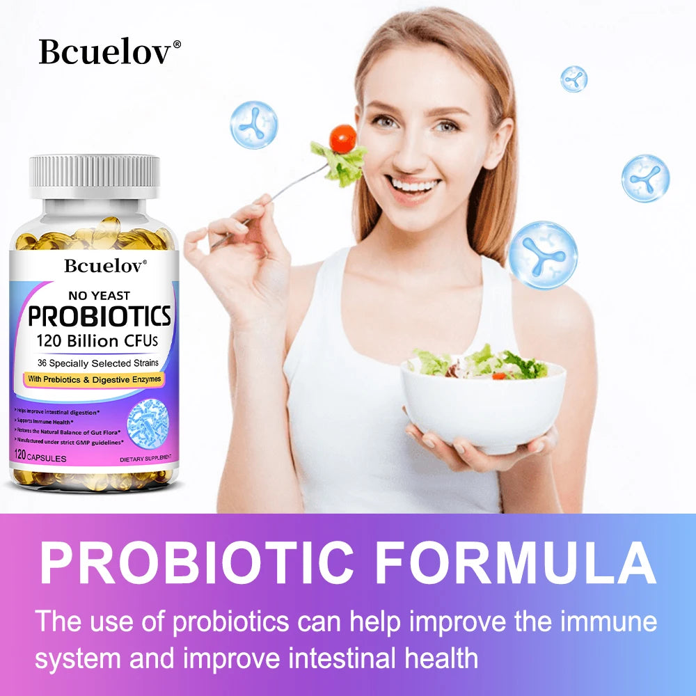 Premium Probiotics, with Prebiotics and Digestive Enzymes To Aid Digestion and Boost The Immune System - 120 Capsules
