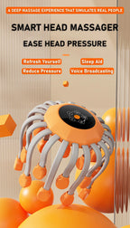 10/20Massage Heads Orange Scalp Head Massager Red Light Vibrator Octopus Scratcher For Relaxation Stress Migraine