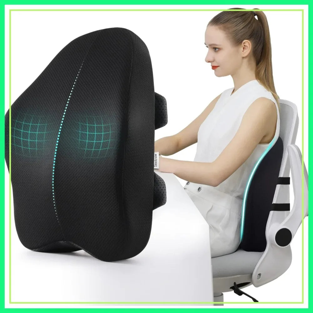 Ergonomic Lumbar Support Pillow for Office Chair, Back Cushion for Pain Relief, Car Seat Support