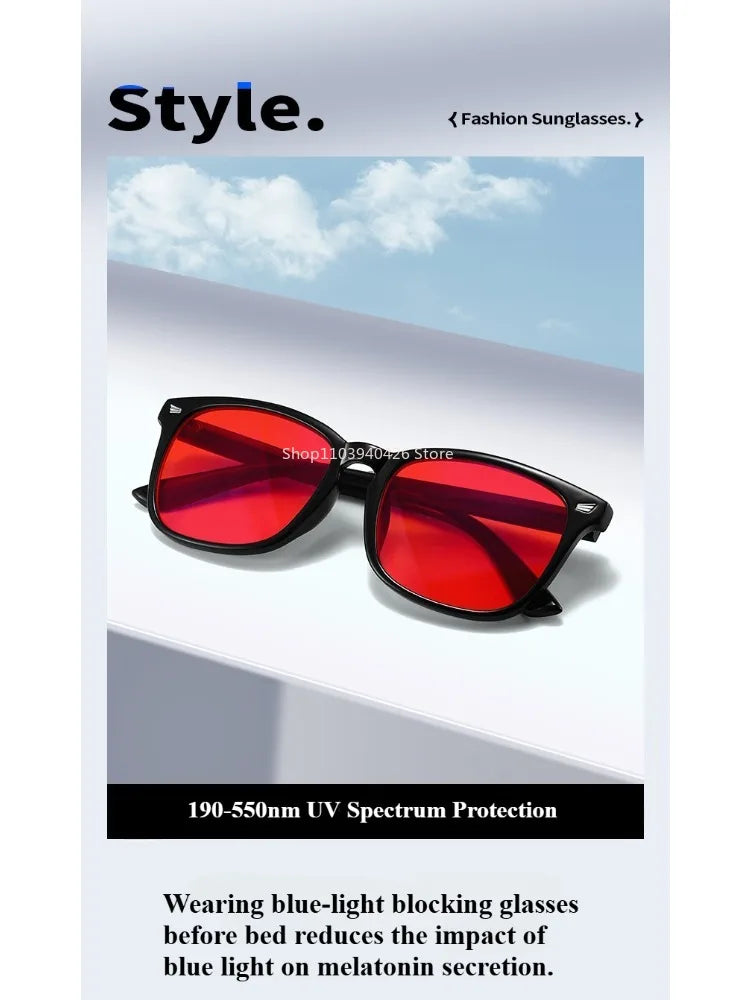Blue Light Glasses Men Sleep Glasses For Blue Light Blocking Red Lens For Computer Gaming Reduce Eyestrain Bluelight Glasses