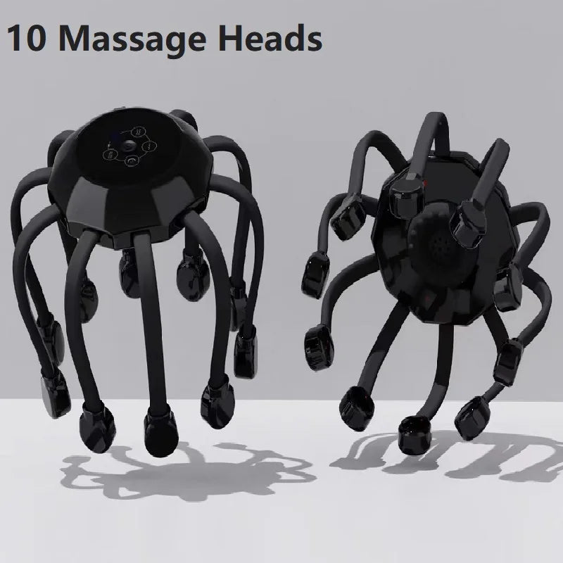 10/20Massage Heads Orange Scalp Head Massager Red Light Vibrator Octopus Scratcher For Relaxation Stress Migraine