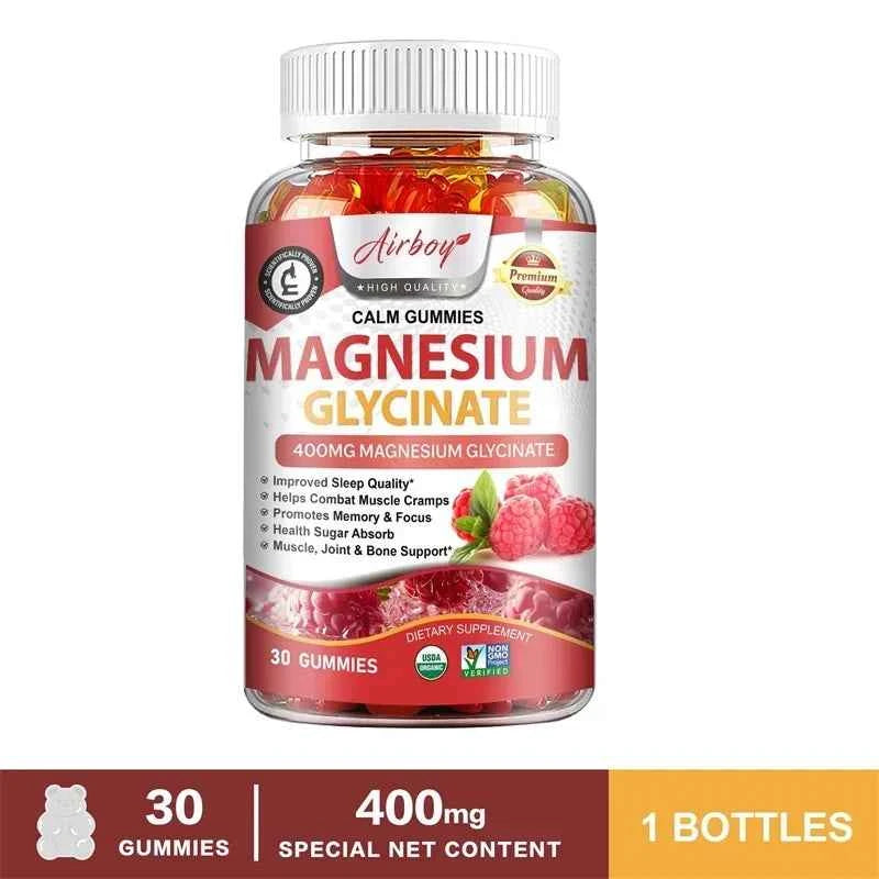 Magnesium Glycinate Gummies - Brain Health, Strengthen Muscles and Bones, Improve Sleep, Relax Nerves