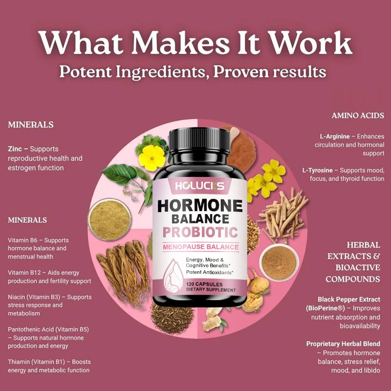 Hormone Balance Probiotic, Supports Menopause Balance, Relieves Fatigue, Mood Swings, Improve Digestion & Metabolism