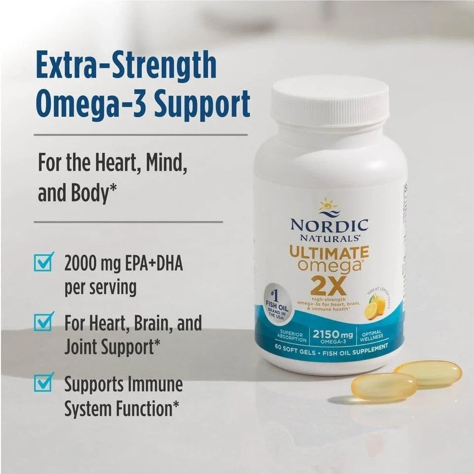 Nordic Naturals Ultimate Omega 2X – 60 Soft Gels | High-Potency Omega-3 Fish Oil Supplement