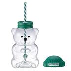 Starbucks Bear-Shaped Glass Tumbler with Green Beanie Lid