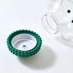 Starbucks Bear-Shaped Glass Tumbler with Green Beanie Lid