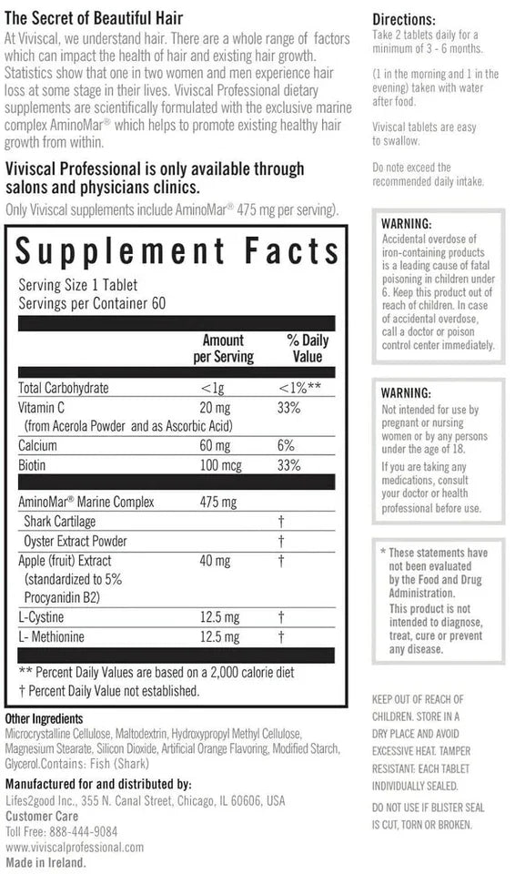Viviscal PRO Advanced Hair Growth Supplement – 180 Tablets
